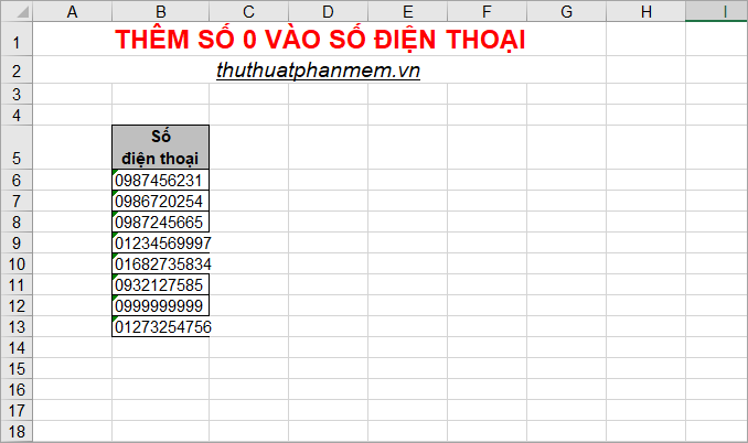 Bí quyết thêm số 0 vào số điện thoại trong Excel