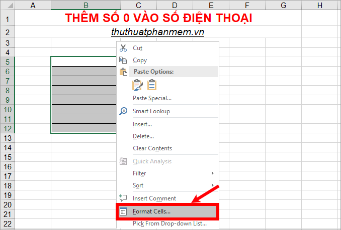 Bí quyết thêm số 0 vào số điện thoại trong Excel