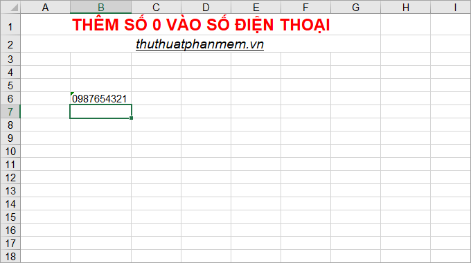 Bí quyết thêm số 0 vào số điện thoại trong Excel