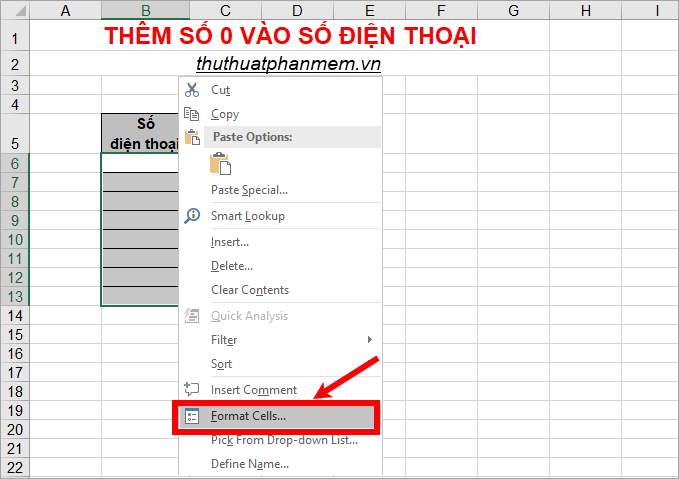 Bí quyết thêm số 0 vào số điện thoại trong Excel