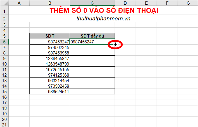 Bí quyết thêm số 0 vào số điện thoại trong Excel