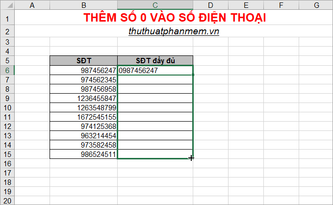 Bí quyết thêm số 0 vào số điện thoại trong Excel