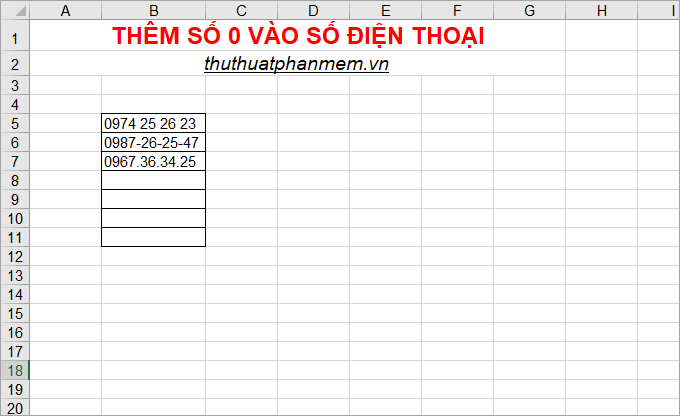 Bí quyết thêm số 0 vào số điện thoại trong Excel