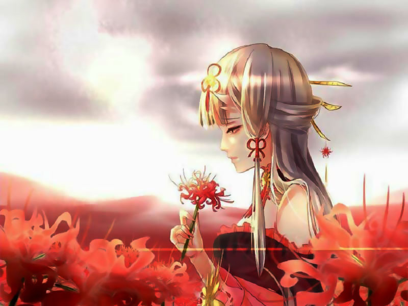 Bức tranh hoa Bỉ Ngạn anime nữ buồn đẹp nhất