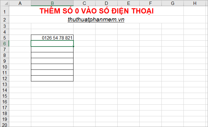 Bí quyết thêm số 0 vào số điện thoại trong Excel