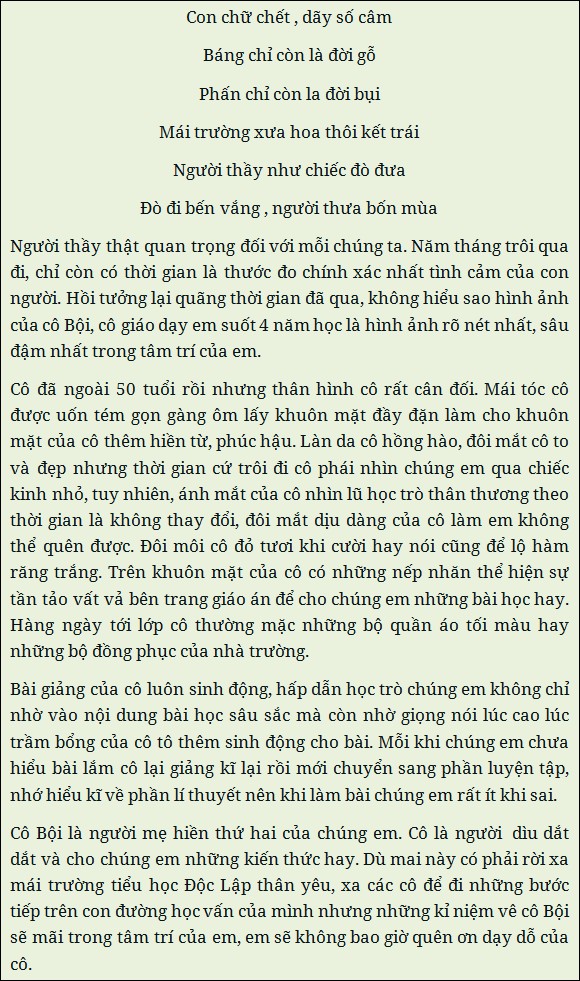 Bài Văn Tả Thầy Cô: Những Bài Viết Hay Nhất Và Cảm Động Nhất