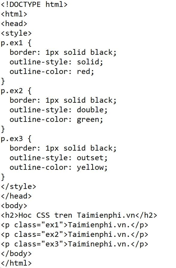 Học về Đặc Tính Outline trong CSS: Cấu Trúc và Ví dụ Minh Họa