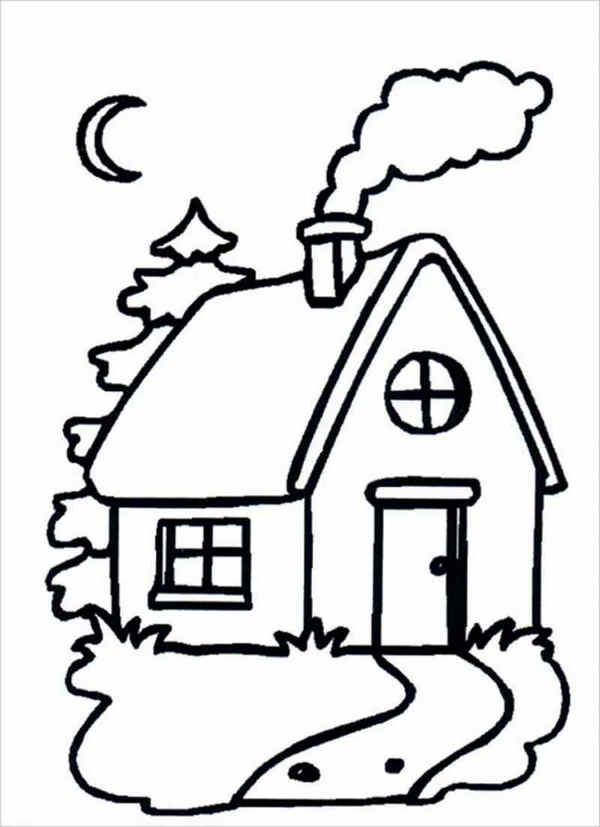 Tranh vẽ màu nhà cho bé tập tô