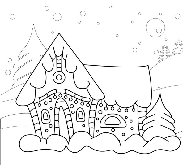 Tranh vẽ màu nhà cho bé tập tô