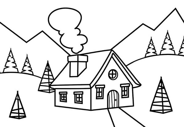 Tranh vẽ màu nhà cho bé tập tô