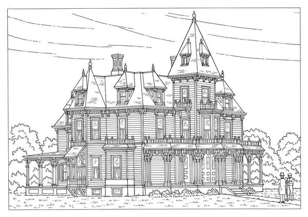 Tranh vẽ màu nhà cho bé tập tô