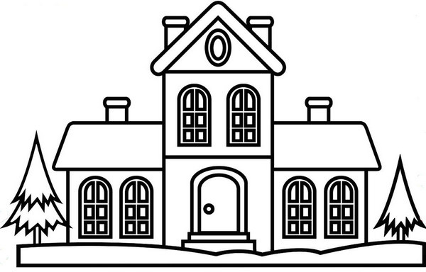 Tranh vẽ màu nhà cho bé tập tô