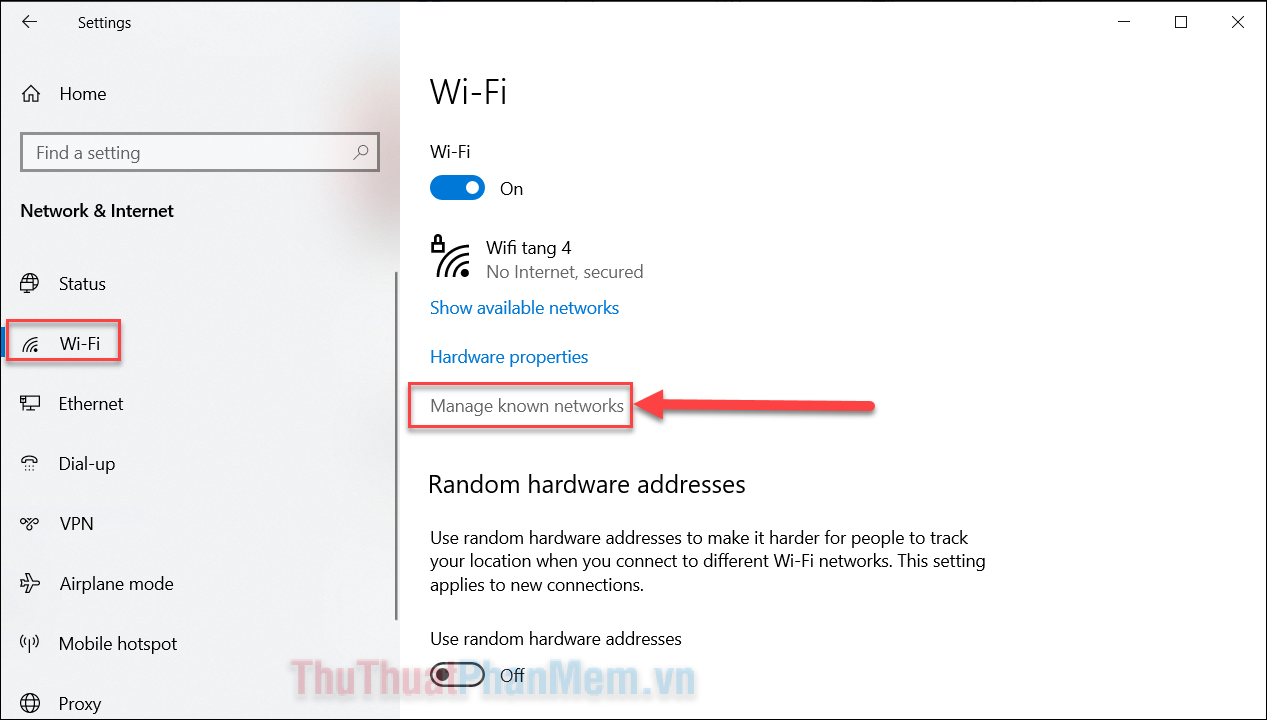 Xóa, Quên WiFi trên Windows 10