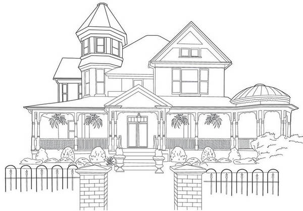 Tranh vẽ màu nhà cho bé tập tô