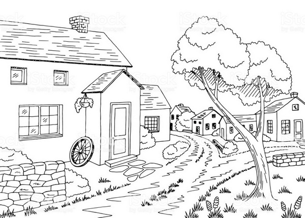 Tranh vẽ màu nhà cho bé tập tô