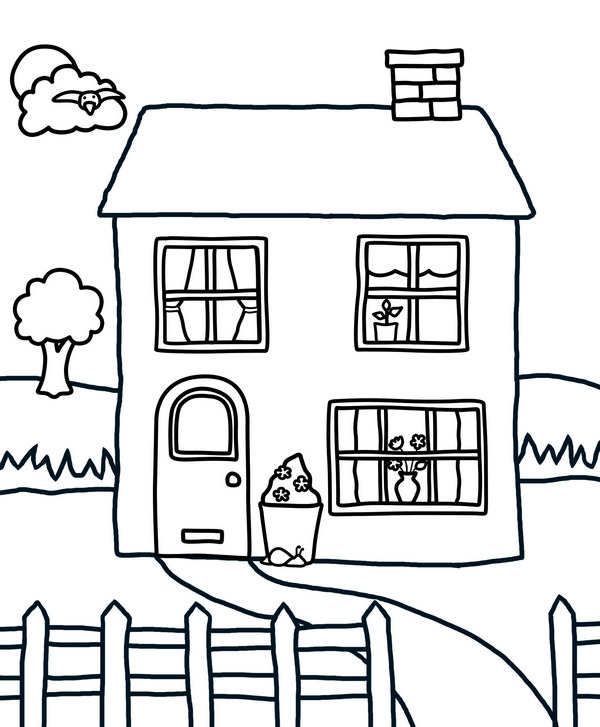 Tranh vẽ màu nhà cho bé tập tô