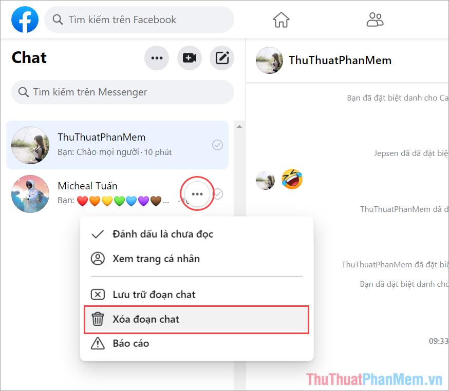 Cách xoá nhanh nhiều tin nhắn trên Messenger