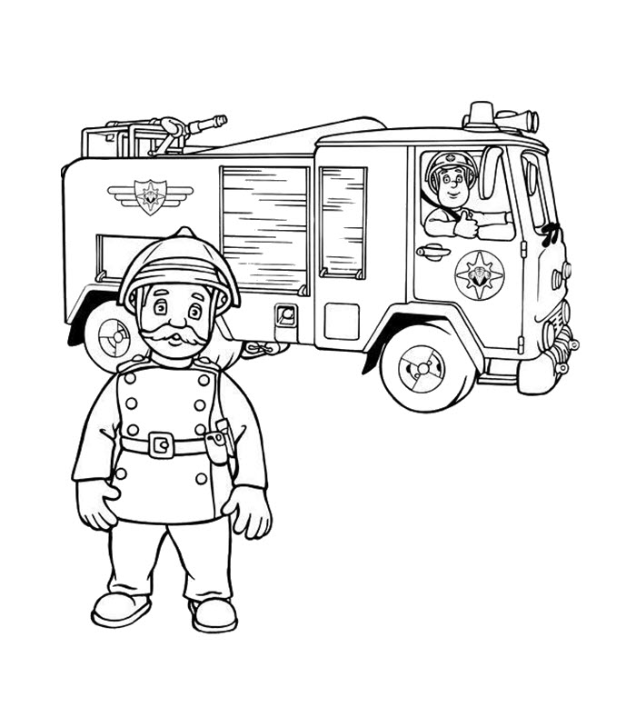 Trang Tô Màu Phác Thảo Phim Hoạt Hình Xe Cứu Hỏa Với Lính Cứu Hỏa Hoặc Lính Cứu  Hỏa Chữa Cháy Vận Chuyển Chuyên Nghiệp Sách Tô Màu Cho Trẻ Em Hình