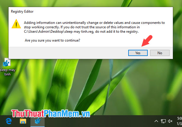 Phím tắt Ngủ trên Win 10