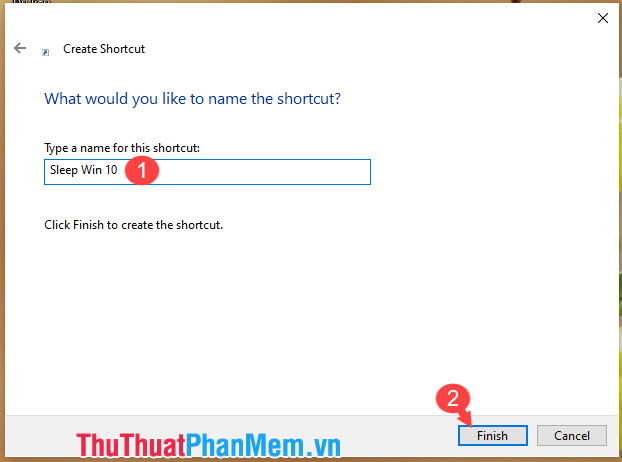 Phím tắt Ngủ trên Win 10