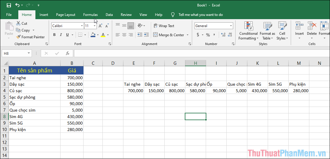 Hướng dẫn chuyển dữ liệu từ cột dọc thành hàng ngang trên Excel