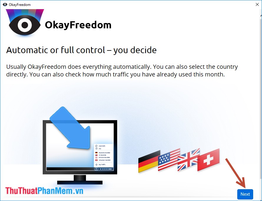 Hoàn tất cài đặt OKayFreedom VPN
