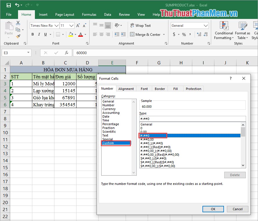 Tạo điểm nhấn với dấu chấm trong dãy số trên Excel