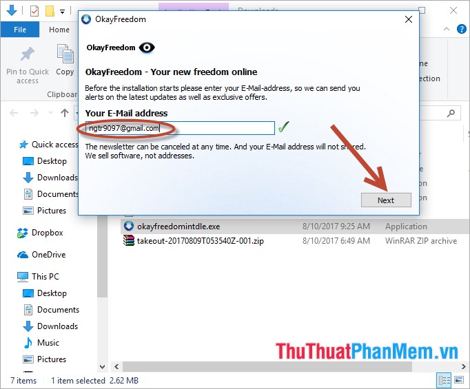 Nhập địa chỉ email