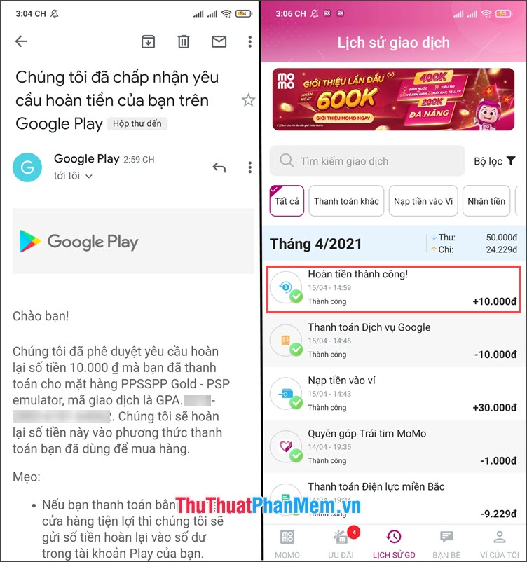 Hướng dẫn Đòi Tiền Lại (Refund) Cho Ứng Dụng Đã Mua trên Google Play, App Store