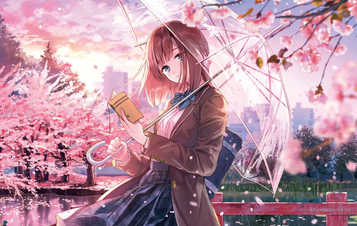 Bức tranh đẹp về hoa anh đào trong thế giới anime