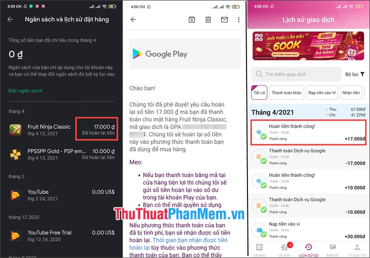 Hướng dẫn Đòi Tiền Lại (Refund) Cho Ứng Dụng Đã Mua trên Google Play, App Store