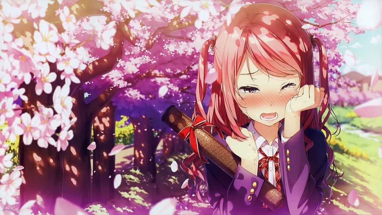 Bức tranh đẹp về hoa anh đào trong thế giới anime