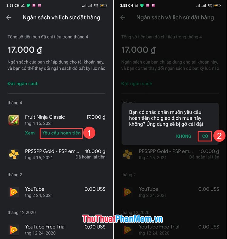 Hướng dẫn Đòi Tiền Lại (Refund) Cho Ứng Dụng Đã Mua trên Google Play, App Store