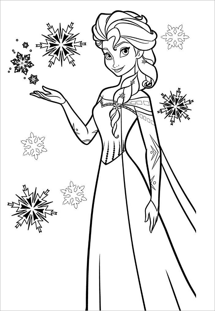 Tranh tô màu công chúa Elsa đẹp dành cho bé gái - Tô màu trực tuyến