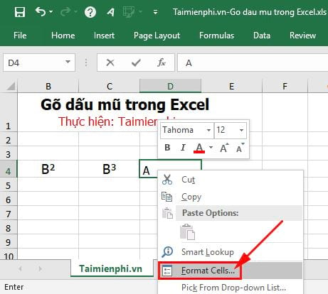 Bí quyết nhập liệu với dấu mũ trong Excel