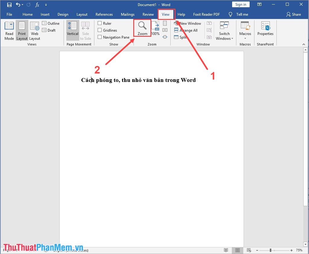Phương pháp phóng to, thu nhỏ văn bản trong Word
