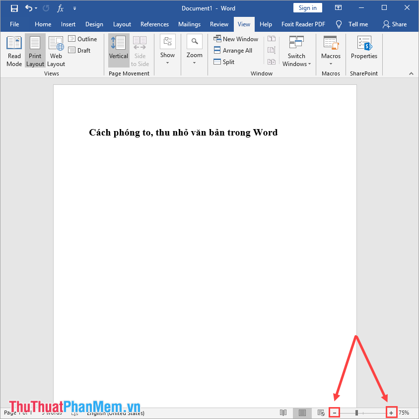 Phương pháp phóng to, thu nhỏ văn bản trong Word