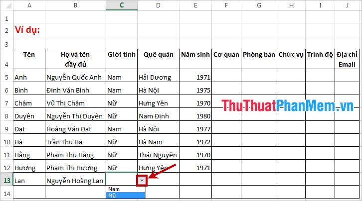 Bí quyết nhập dữ liệu nhanh trong Excel