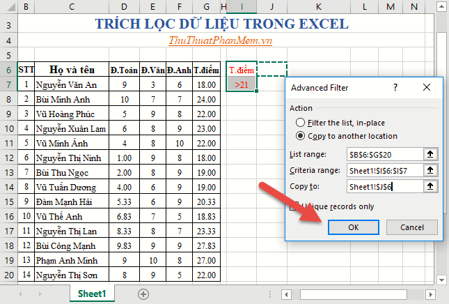 Cách Trích lọc Dữ liệu Tinh tế trong Excel