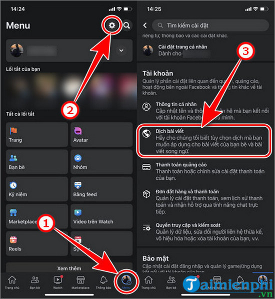 Xem bản dịch trên Facebook, cách chuyển đổi ngôn ngữ sang tiếng Việt trên Facebook