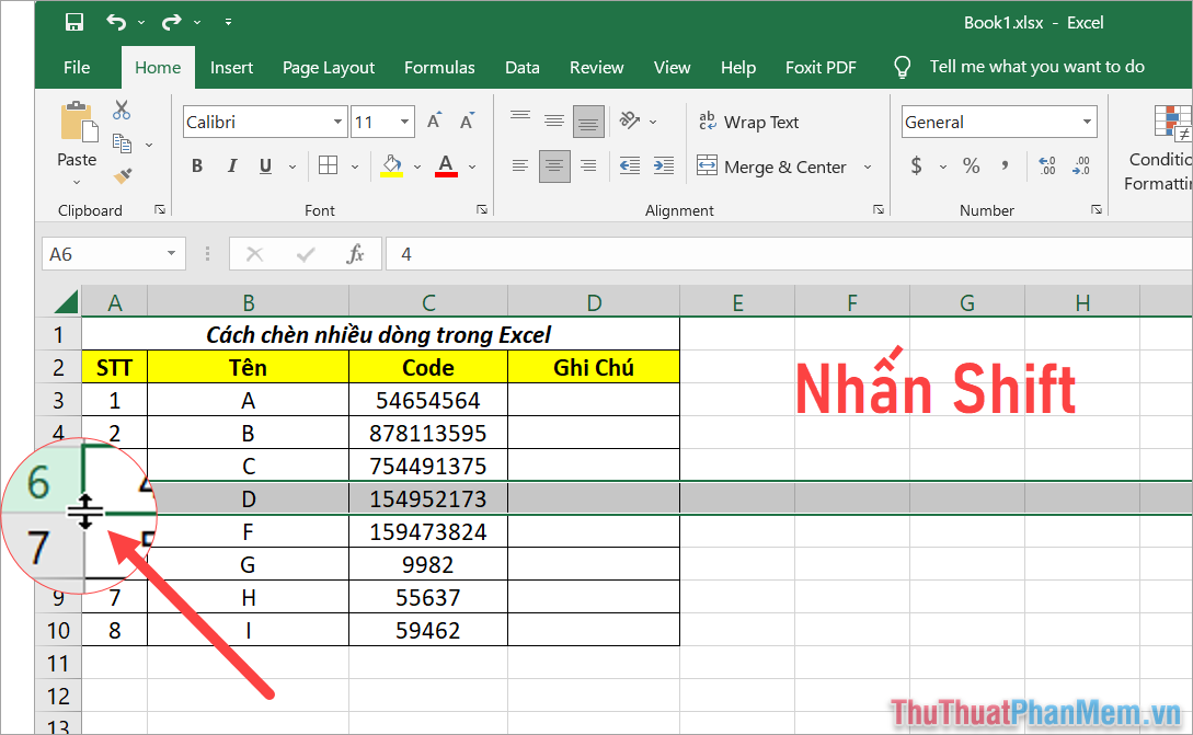 Cách chèn hàng loạt dữ liệu vào Excel