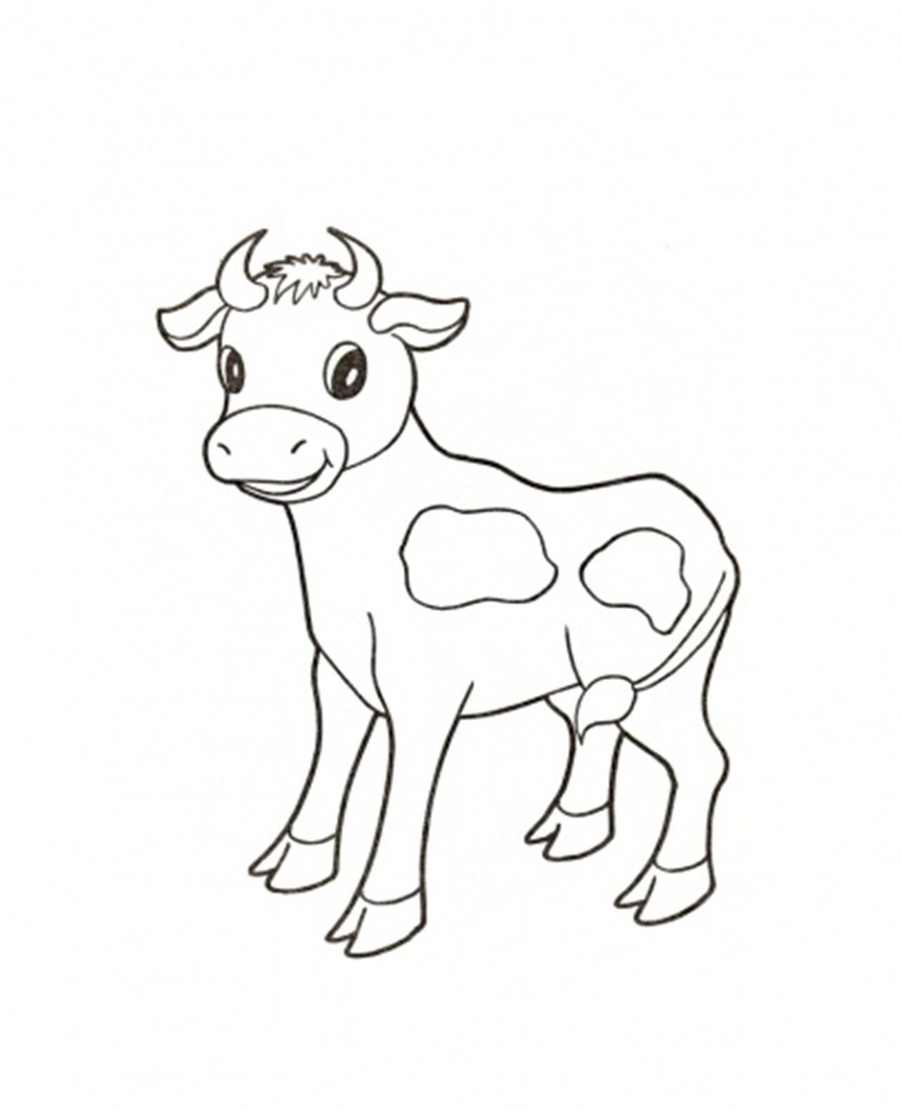 Hình tập tô màu con bò dễ thương « in hình này