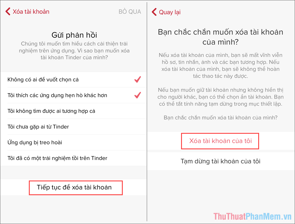 Cách xóa tài khoản Tinder một cách triệt để