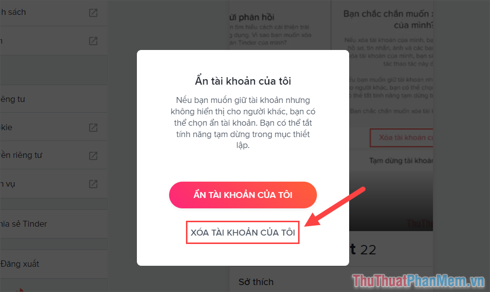 Cách xóa tài khoản Tinder một cách triệt để