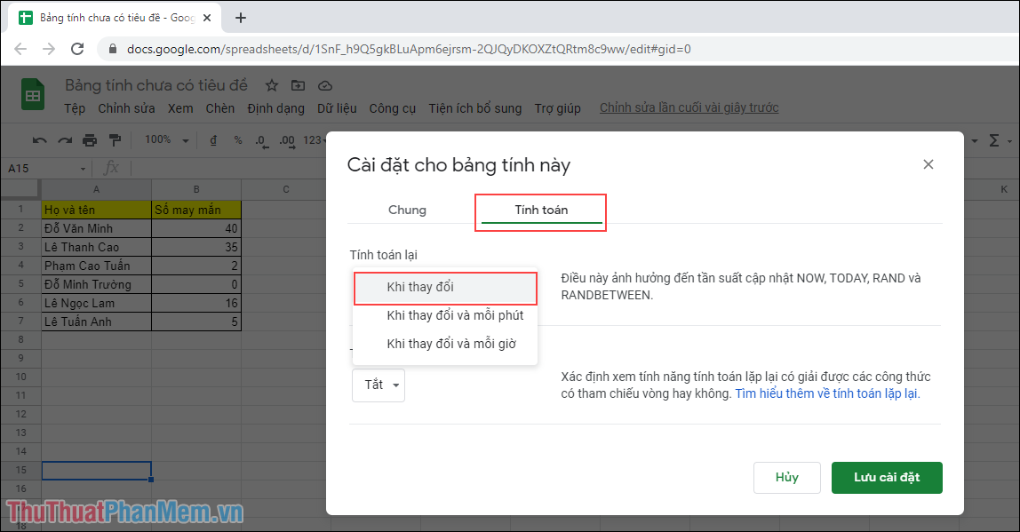 Tạo số ngẫu nhiên trên Google Sheets một cách linh hoạt