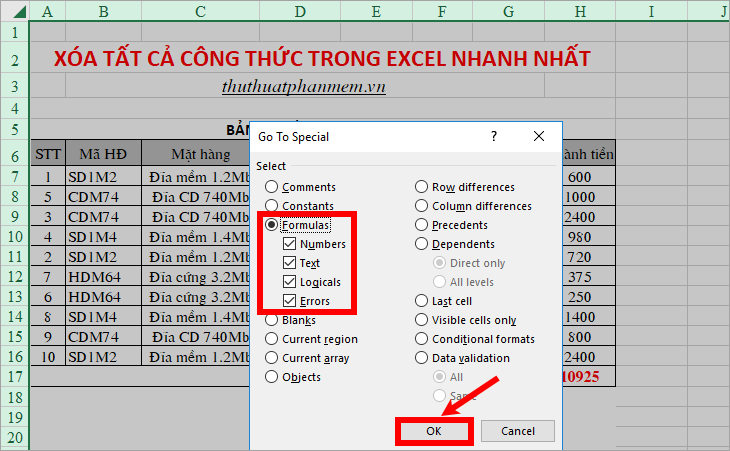 Cách Xóa Công Thức Trong Excel Giữ Nguyên Giá Trị