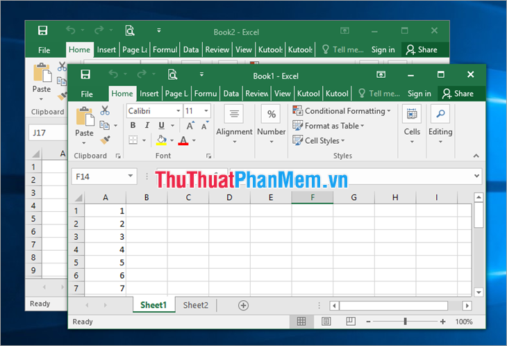 Mở 2 file Excel