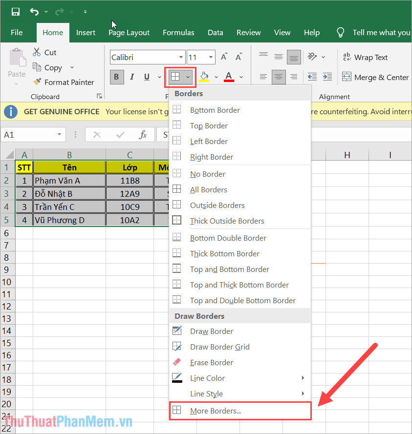 Bí quyết tạo khung viền độc đáo trong Excel