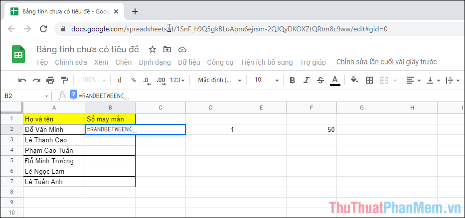 Tạo số ngẫu nhiên trên Google Sheets một cách linh hoạt