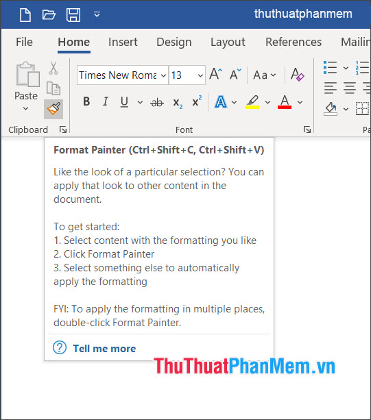 Sáng tạo phím tắt cho Format Painter